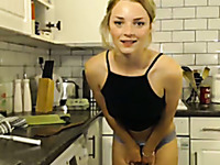 Kinky svelte and a bit shy webcam blondie was poising in her black stuff