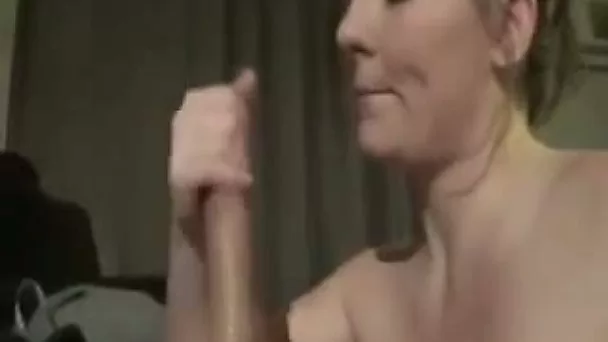 Lustful amateur wife is quite happy to suck and to wank strong cock