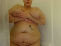 Fat Woman With Huge Tits Taking a Shower