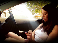 Charming dark haired babe of mine taped her own masturbation in the car
