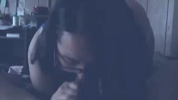 Amateur chubby dark haired lady with big butt gives such a nice blowjob