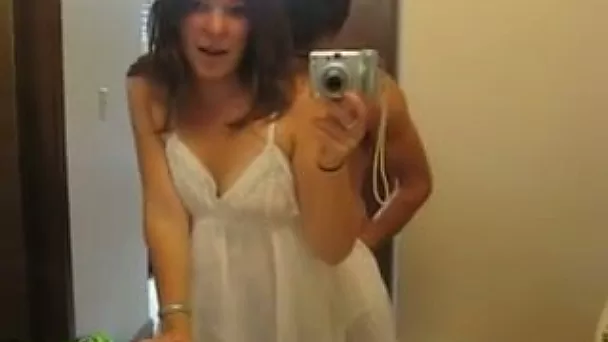 Pretty girl in white nightie was fucked doggy before giving head in bathroom