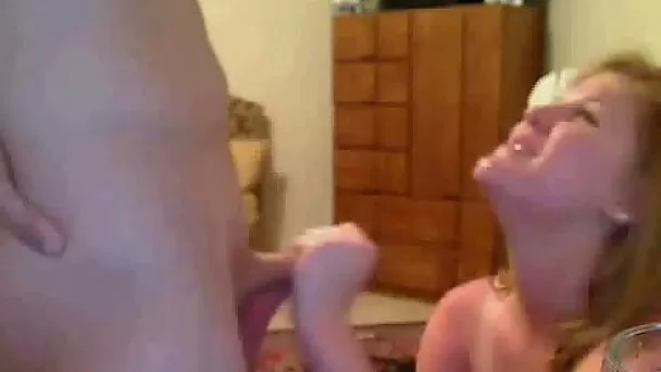 Sucking my boyfriend's stiff dick in front of the camera