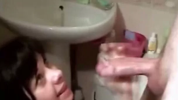 Young brunette Russian girlfriend sucks my shaved prick