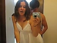 Filming my gorgeous brunette girlfriend in sexy time in the bathroom
