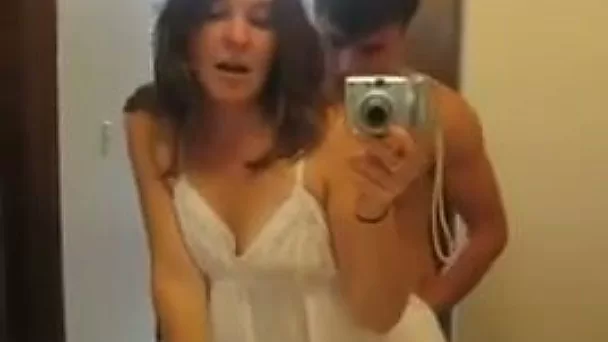 Filming my gorgeous brunette girlfriend in sexy time in the bathroom