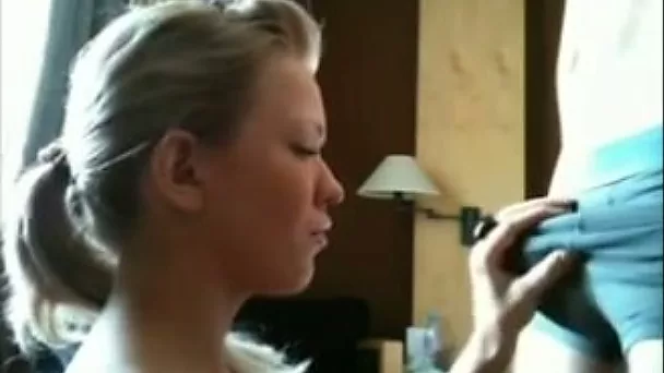 Blonde Russian teen receives big facial cumshot