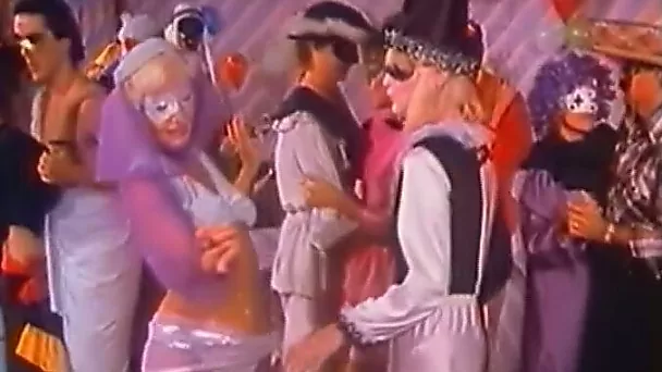 Awesome maskarade party with horny and sexy white vintage babes