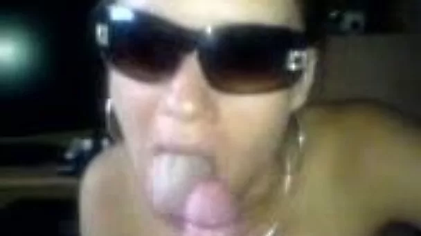 Wearing sunglasses whorable ugly pale brunette nympho sucked stiff big cock
