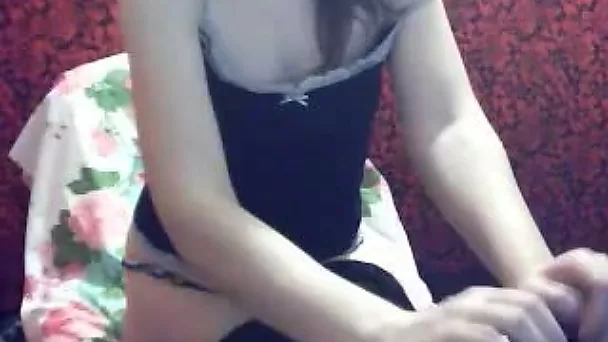 Pallid ordinary looking webcam brunette in stockings was masturbating herself