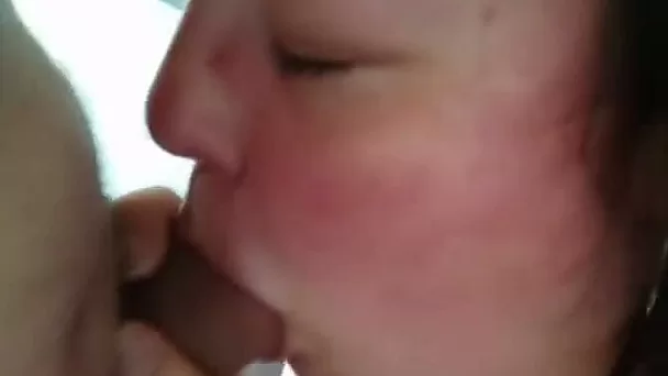 Chubby nympho with flushing cheeks provides my buddy with a kinky BJ