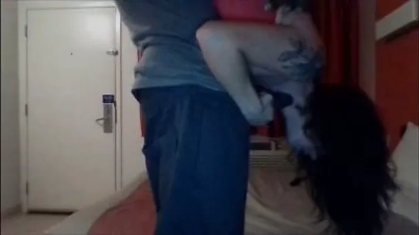 Pallid nympho with dark hair goes interracial for some hard doggy fuck