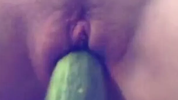 Fucking myself with a cucumber and filming it closeup