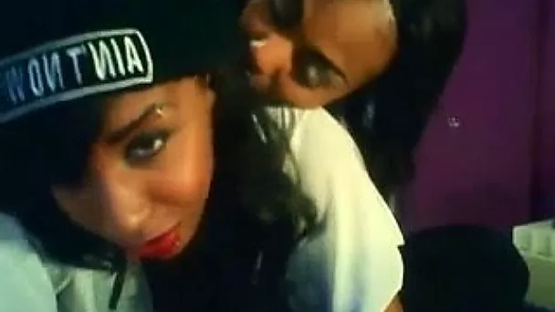 Charming voluptuous big breasted black lesbians were spooning each other