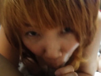 Red haired Asian nympho does her best while sucking friend's dick