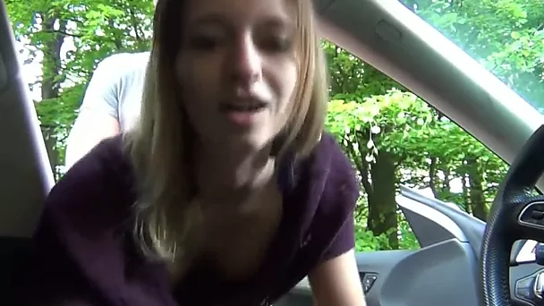 Nice and cute light haired girlfriend of my buddy wanna be fucked in car