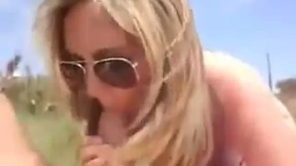 Light haired emotional chick in sunglasses provided my buddy with a stout BJ