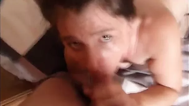 Wild and super hot cum hungry brunette babe of my buddy gives amazing BJ