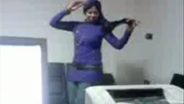 Arab wife wearing Hijabi is dancing like whore