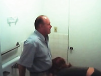 Hidden camera in public toilet caught kinky couple