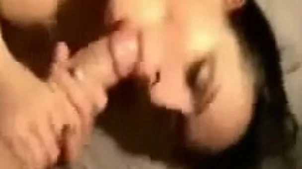 Fabulous brunette loves being fed with my huge dick