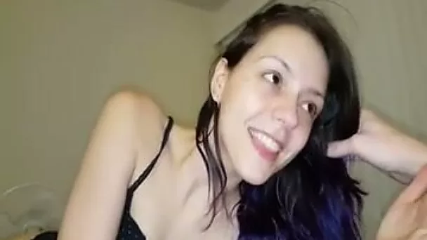 Alluring girl in nightie is happy to give a sensual blowjob to my buddy