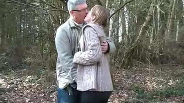 Awesome outdoor blowjob performed by light haired charming lady