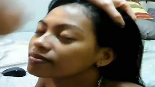 After blowing cock Filipina whore gets some messy facial cumshot
