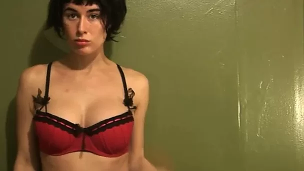 My busty girlfriend loves trying on bras in front of me and I love her boobs