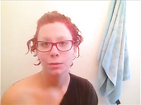 This pink haired four eyed slut likes to shave her pussy in the shower