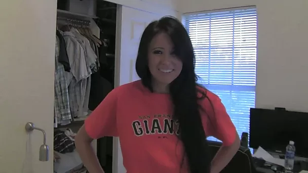 This is beyond hot and this brunette likes to show off her big juicy tits