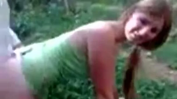 Skanky blond teen gets fucked up in doggy pose by 2 horny friends