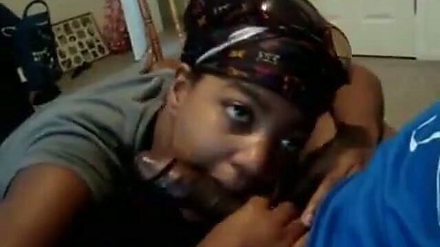 Horny black hooker sucks my dick until she gets her mouth filled with jizz