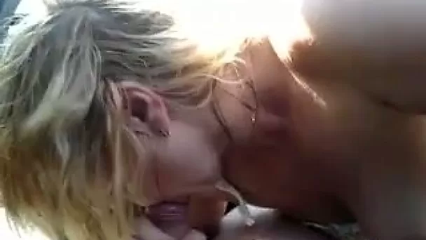 Blond haired curly mature fatso sucked strong fat dick for semen