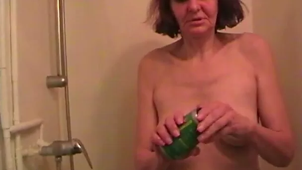 Lewd amateur mature whore has some sex toys to masturbate