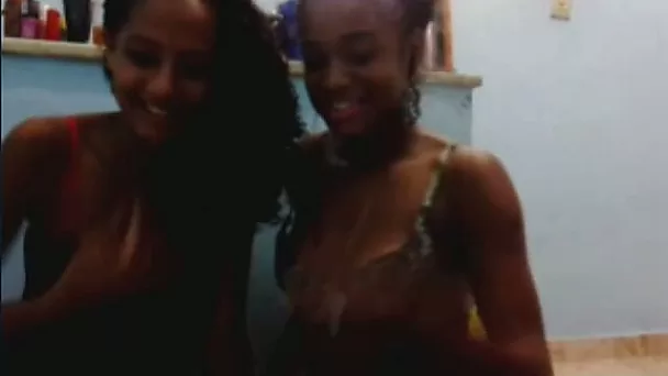 Two amateur happy Latina chicks kinda stripteased and fingered twats
