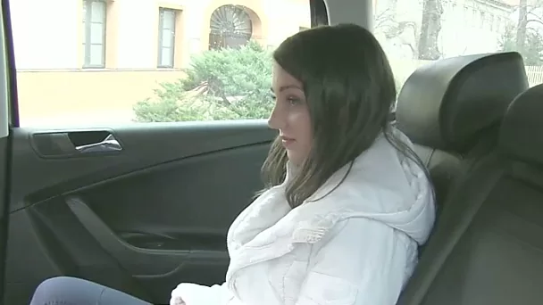 Kinky Czech girl gives a blowjob and fucks mad in the car