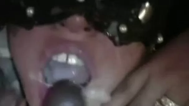 Kinky and sexy girlfriend in mask gets a mouthful of fresh cum