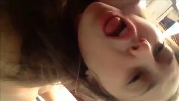Weirdly taped video of kinky slender brunette teen giving a nice head