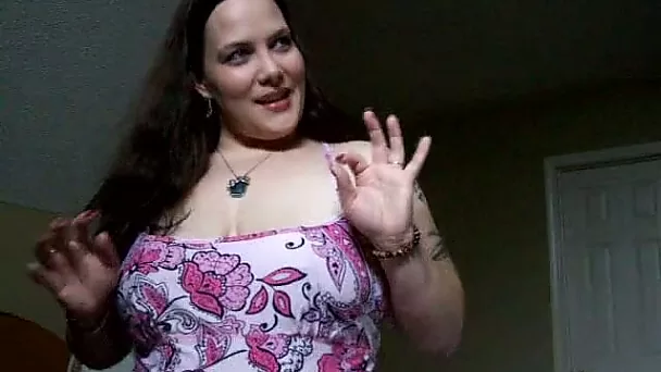 Whorable brunette housewife flashes her hard nipples and gives me head
