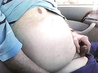 Old pervert with super small dick wanks in front of me in the car