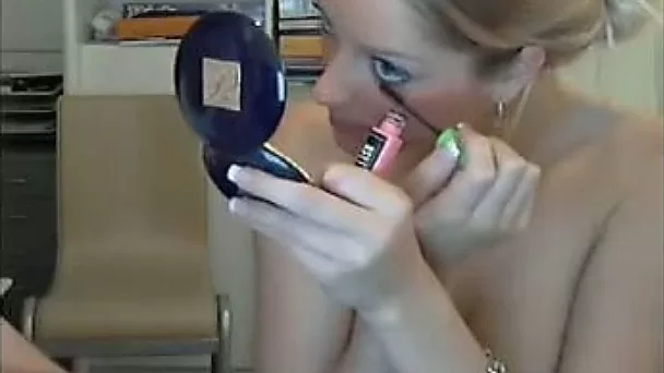Amateur blonde teen shows off her perfect tits