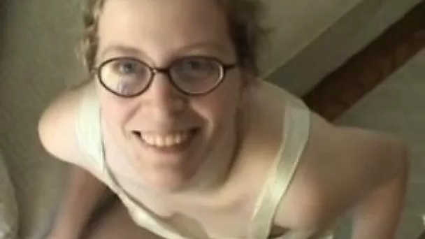 Four eyed girlfriend sucks dick and gets her ass fucked