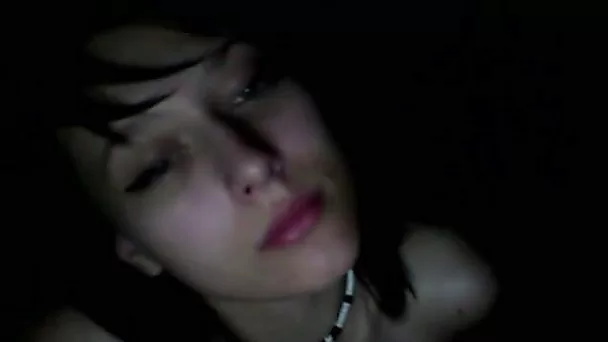Salty brunette cutie strokes her juicy big tits