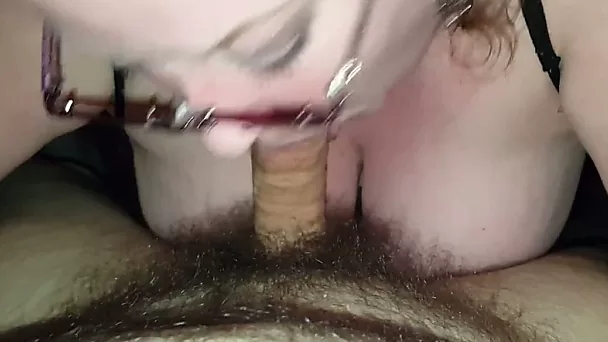 My mega busty wife is sucking my cock in the car