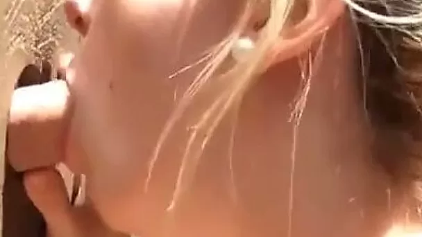Nice glory hole blowjob performed by amateur blond haired gal