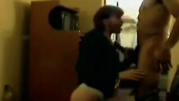 Short haired sweetheart with big rack is a lusty prostitute who gives head