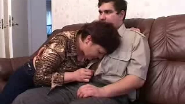 Fat Russian friend fucks his wife's BBW mom on video