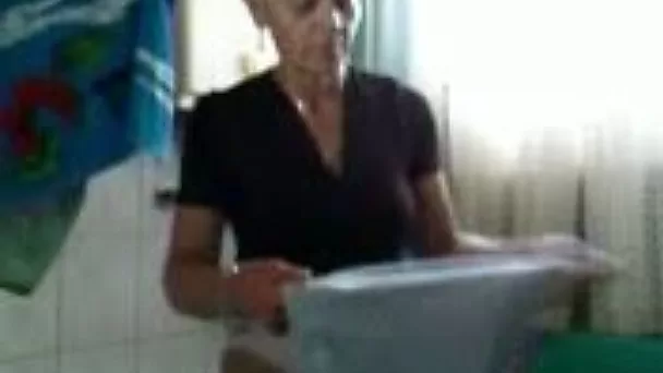 My grandpa filming my grandma drying her pussy after shower