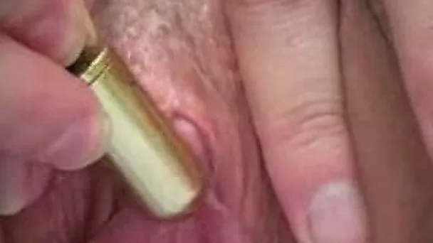 Naughty blonde babe masturbating and diloding herself